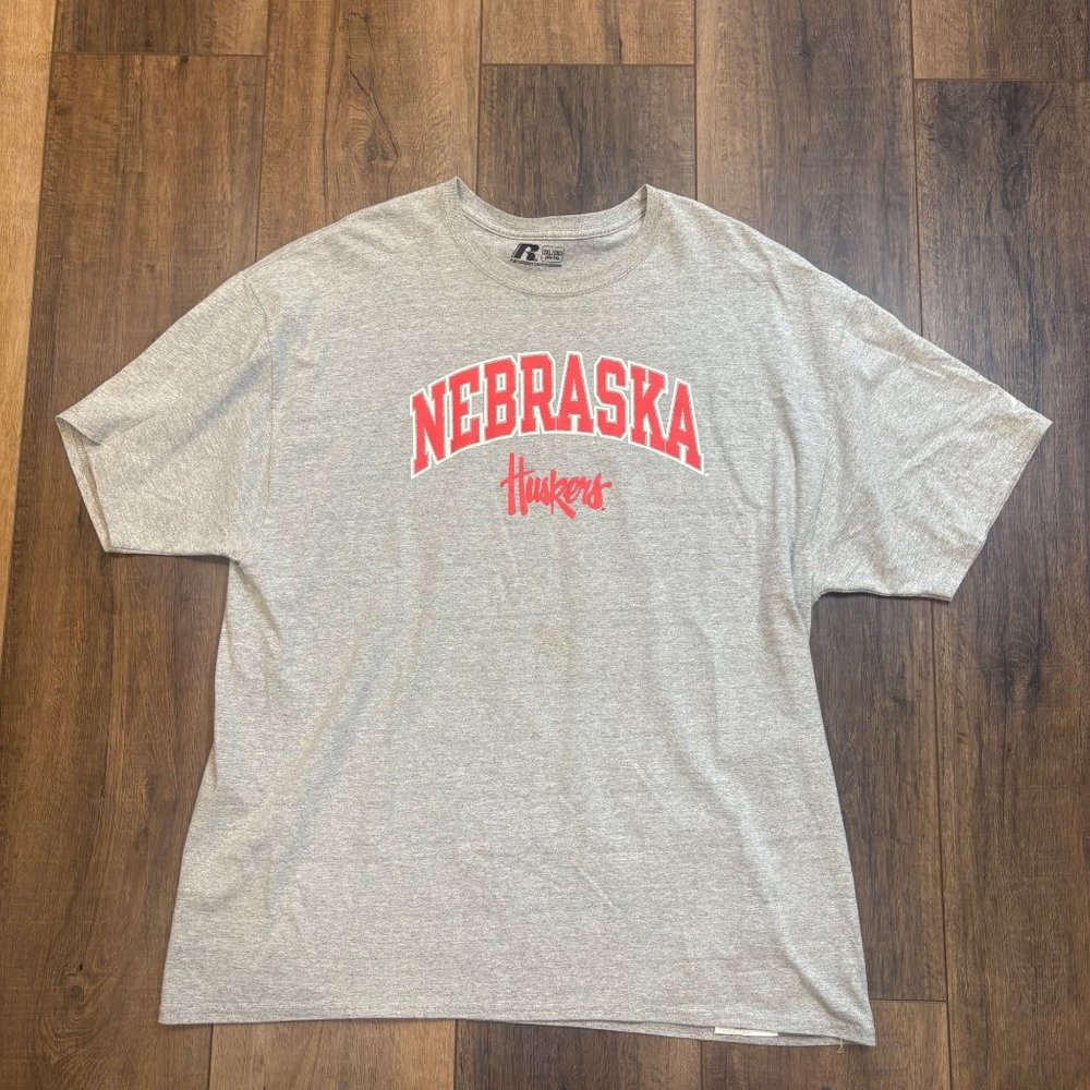 VTG Russell Athletic Nebraska‎ Cornhuskers Gray T-Shirt 2XL 50-52 Sports Fan